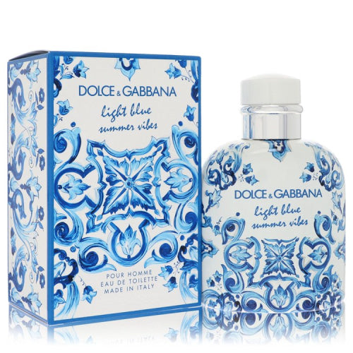 Light Blue Summer Vibes by Dolce & GabbanaEau De Toilette Spray 4.2 oz 4.2 oz / 125 ml / Alcohol, Amber, Woody, Aldehyde, Oils Men