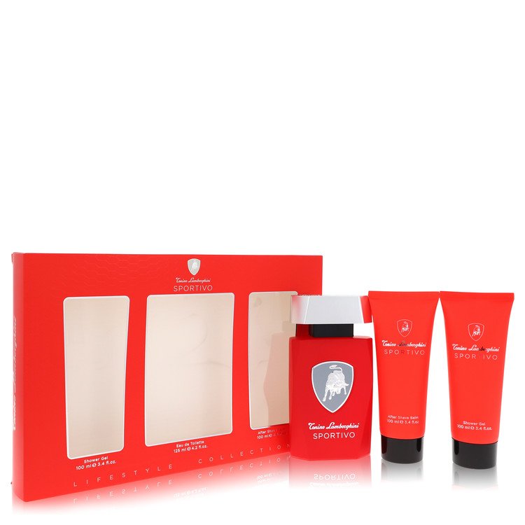 Lamborghini Sportivo von Tonino LamborghiniGeschenkset – 4,2 oz Eau de Toilette Spray + 3,4 oz Duschgel + 3,4 oz After Shave Balsam