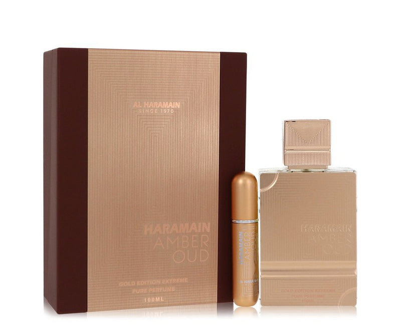 Al Haramain Amber Oud Gold Edition Extreme Perfume By Al Haramain Gift Set3.4 Pure Perfume Spray + 0.34 oz Refillable Spray