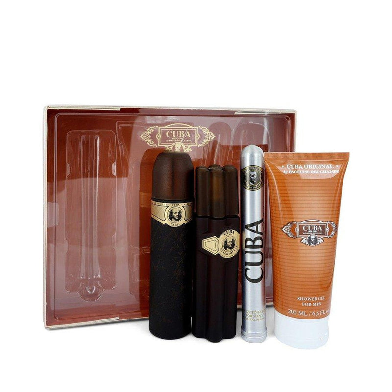 Cuba Gold by Fraglixe Gift Set -- 3.3 oz Eau De Toilette Vaporisateur + 1.17 oz Eau De Toilette Vaporisateur + 3.3 oz After Shave + 6.7 oz Gel Douche