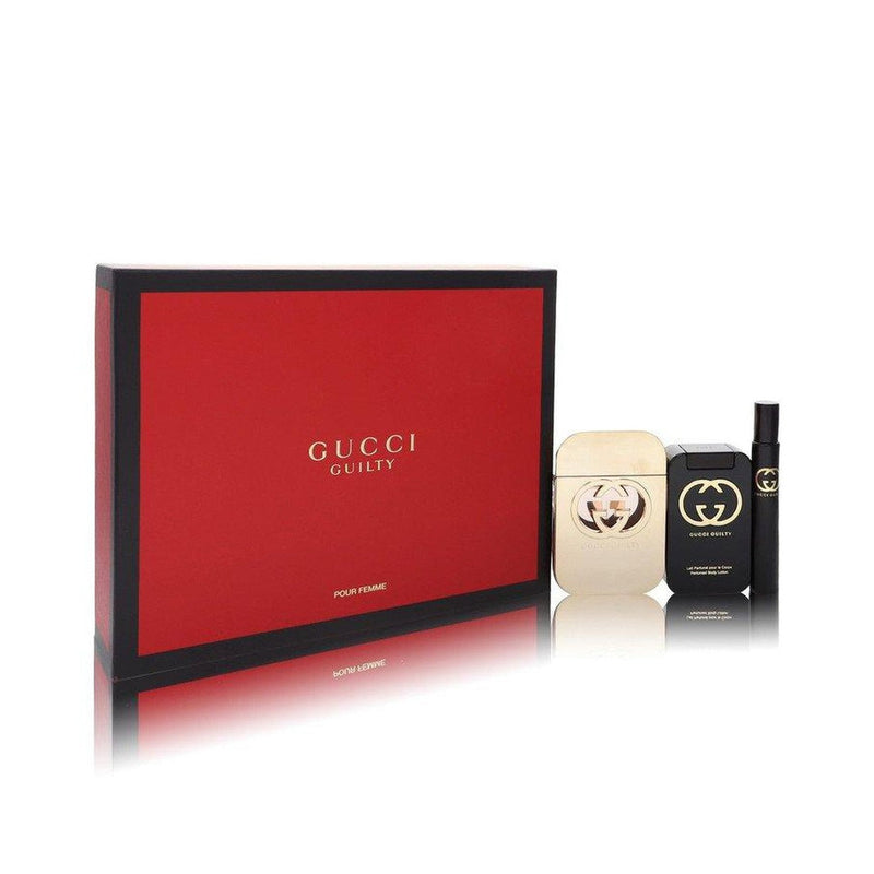 Gucci Guilty Pour Femme by Gucci Gift Set -- 2.5 oz Eau De Toilette Spray + 3.3 oz Body Lotion + 0.25  Mini EDT Spray