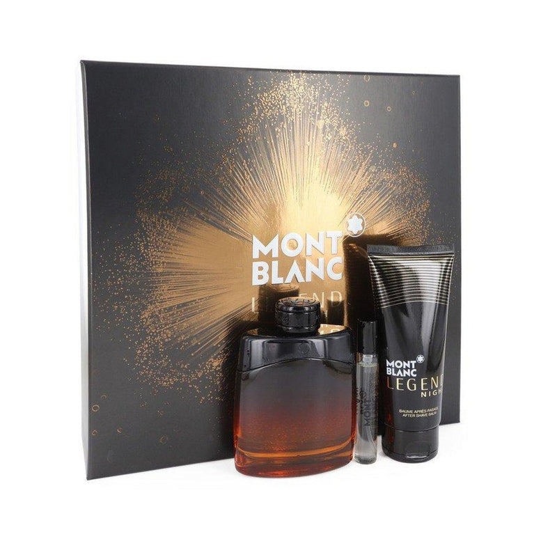 Montblanc Legend Night by Mont Blanc Gift Set -- 3.3 oz Eau De Parfum Spray +.25 oz Mini EDP Spray + 3.3 oz After Shave Balm