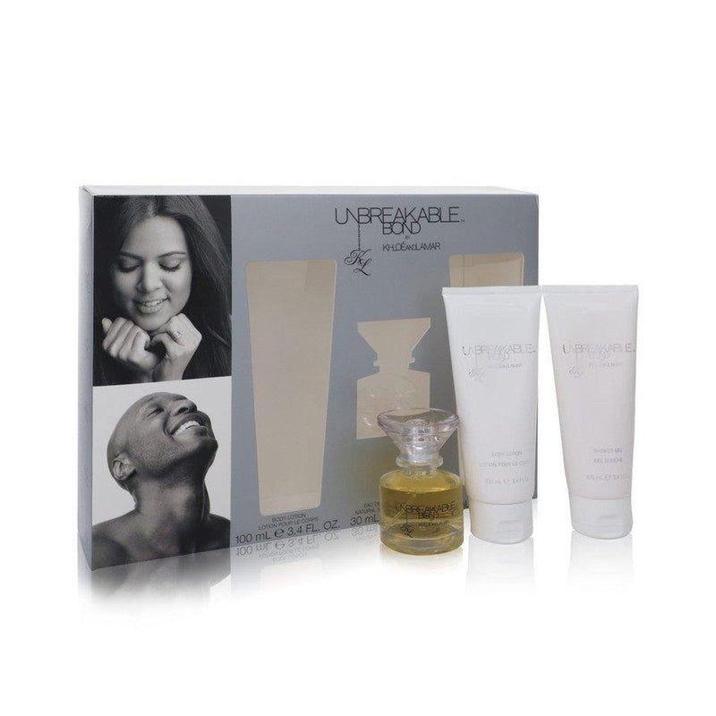 السندات غير قابلة للكسر من قبل Khloe و Lamar Gift Set - 1 أوقية أو دي تواليت رذاذ + 3.4 أوقية غسول الجسم + 3.4 أوقية دش جل